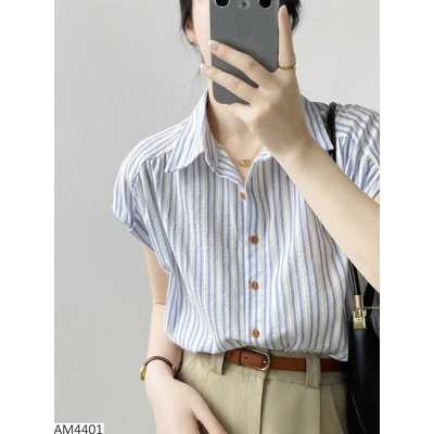AM4401 ÁO SƠ MI KẺ XANH