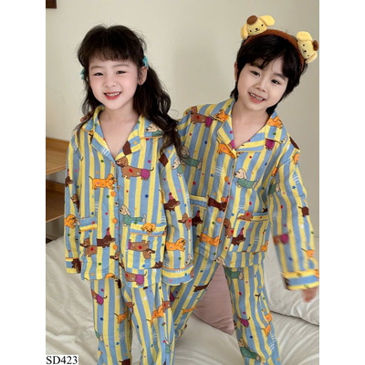 SD423 SET ĐỒ NGỦ ĐÔI DÀI TAY CHO BÉ VÀ BỐ MẸ (ko kèm đệm ngực)