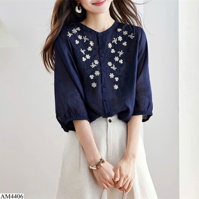 AM4406 ÁO SƠ MI THÊU HOA NỮ