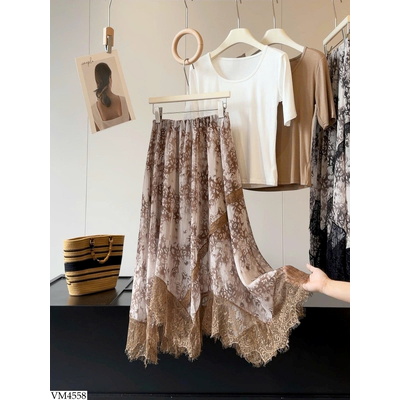 VM4558 CHÂN VÁY CHIFFON PHỐI REN HỌA TIẾT ANNA