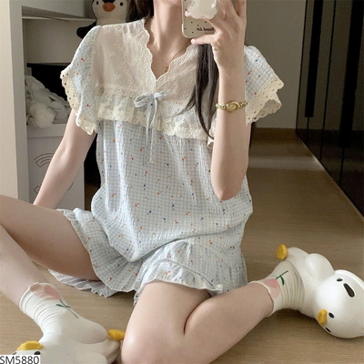SM5880 BỘ MẶC NHÀ PHỐI REN CHO NỮ
