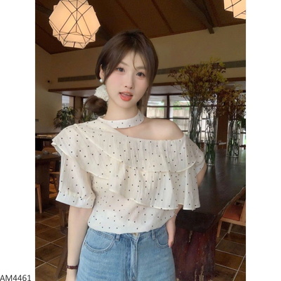 AM4461 ÁO CHẤM BI LỆCH VAI