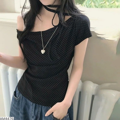AM4476 ÁO THUN THẮT EO CHẤM BI