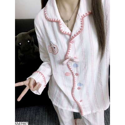 SM5907 SET NGỦ DÀI THÊU HÌNH CÁ
