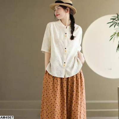 AM4567 ÁO SƠ MI TAY LỠ THÊ HỌA TIẾT