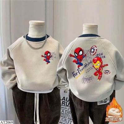 AT2069 ÁO NỈ CỔ TRÒN BO GẤU IN HÌNH SPIDERMAN