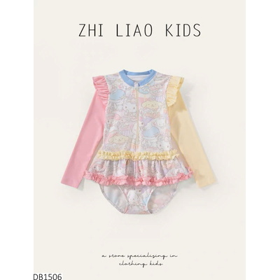 DB1506  ĐỒ BƠI DÀI TAY HỌA TIẾT BG ZHI LIAO KIDS