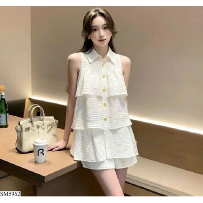SM5962 SET ÁO SÁT NÁCH TẦNG PHỐI QUẦN SHORT NỮ