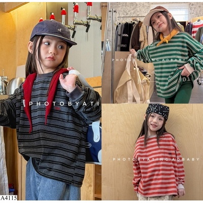 A4115 ÁO THUN KẺ TÚI NGỰC ADBABY