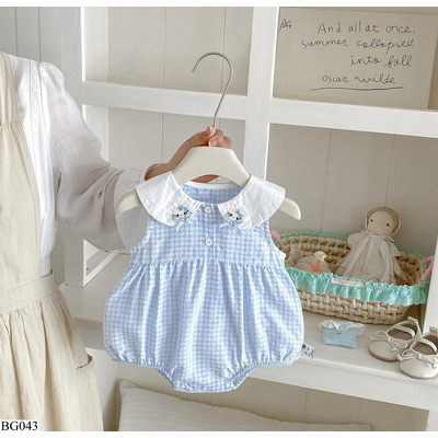 BG043  BODY ĐŨI CARO XANH CỔ THÊU