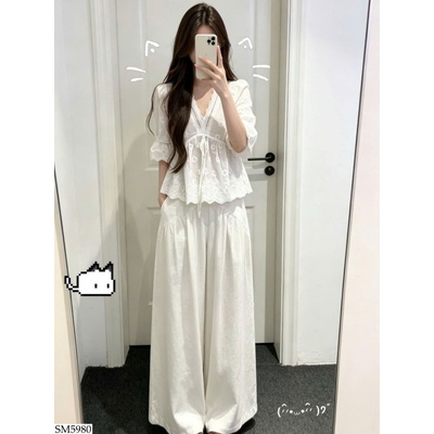 SM5980 SET ÁO PHỐI QUẦN SUÔNG CHO NỮ