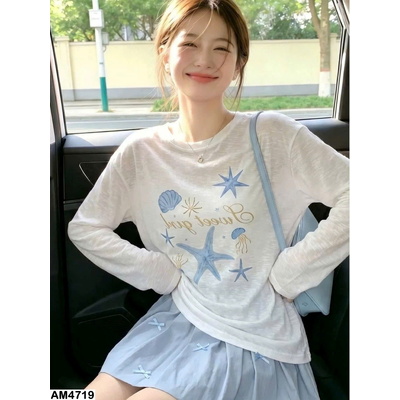 AM4719  ÁO DÀI TAY MỎNG NGÔI SAO NỮ