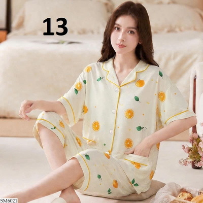 SM6021 BỘ PIJAMA NỮ TAY NGẮN QUẦN LỬNG HỌA TIẾT