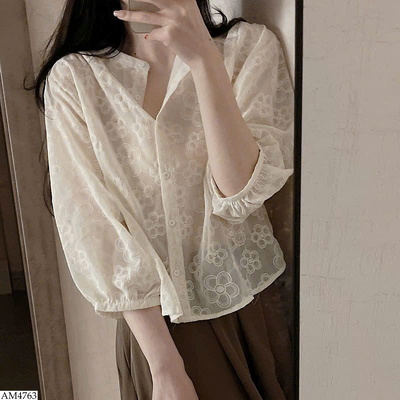 AM4763 ÁO SƠ MI HOA TAY LỠ CHO NỮ