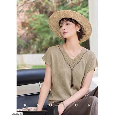 AM4759 ÁO DỆT KIM CỔ V ANNA