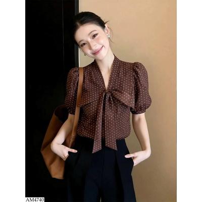 AM4740 ÁO CHẤM BI TAY BỒNG CHO NỮ