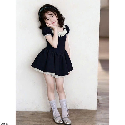 V0814 VÁY CỔ BÈO CHO BÉ GÁI