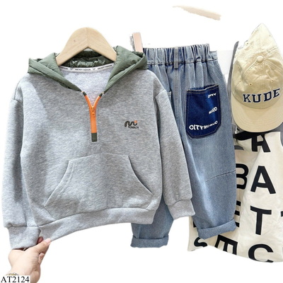 AT2124 ÁO HOODIE THÊU CHỮ PHỐI MÀU