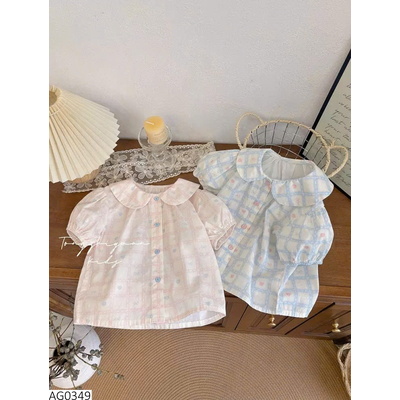 AG0349 ÁO SƠ MI CARO CỔ SEN