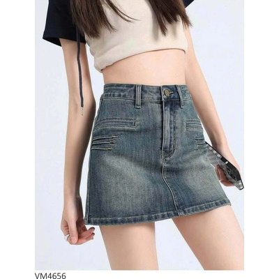 VM4656 CHÂN VÁY JEAN NỮ LƯNG CAO DÁNG CHỮ A