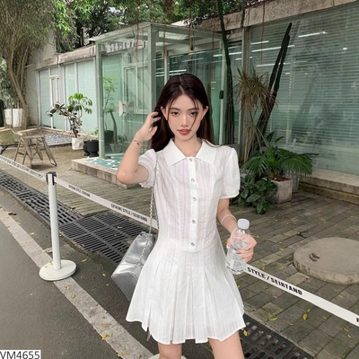 VM4655 VÁY CỔ SƠ MI TAY PHỒNG