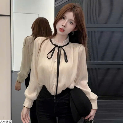 AM4842 ÁO SƠ MI BÈO CỔ NƠ TIỂU THƯ