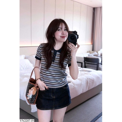 VN2207.05 ÁO POLO KẺ CHO NỮ