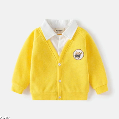 AT2157 ÁO NỈ PHỐI CỔ SƠ MI Wellkids