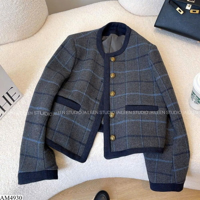 AM4930 ÁO KHOÁC CARO CỔ TRÒN CAO CẤP