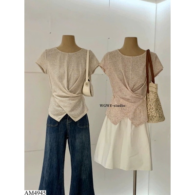 AM4945 ÁO THUN CỔ TRÒN XOẮN EO HÀN QUỐC W.G.W.E