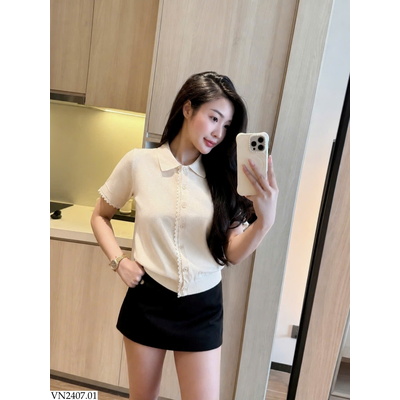 VN2407.01 CDG BE VIỀN REN CỌC TAY JADE MAISO