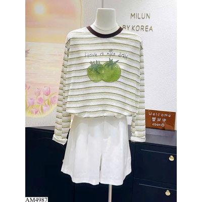 AM4987 ÁO THUN KẺ HÌNH CÀ CHUA NỮ