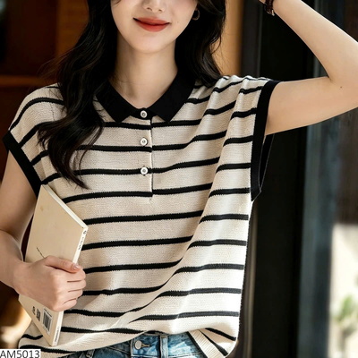 AM5013 ÁO POLO KẺ CHO NỮ