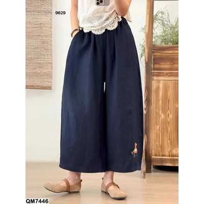 QM7446  QUẦN ỐNG RỘNG NỮ HOẠ TIẾT NGỰA