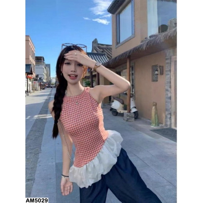 AM5029 ÁO CỔ YẾM KẺ CARO
