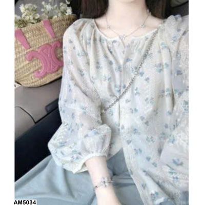 AM5034  ÁO SƠ MI TAY LỠ HOA NHÍ