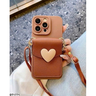 DT1771  ỐP DA TRÁI TIM CHO IPHONE