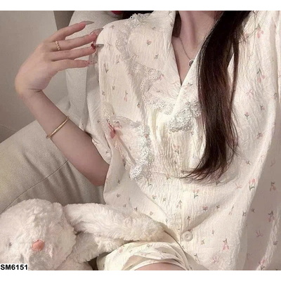 SM6151 BỘ PIJAMA ĐŨI HOA NHÍ PHỐI REN