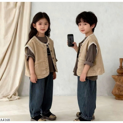 A4168 ÁO GILE JEAN HÀN QUỐC TONE NÂU
