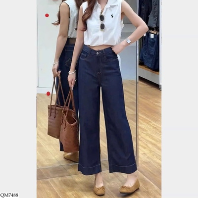 QM7488 QUẦN JEAN ỐNG RỘNG LƯNG CAO CHO NỮ