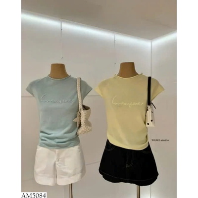 AM5084  ÁO LEN DỆT MỎNG THÊU CHỮ W.G.W.E