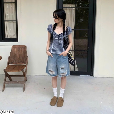 QM7478 QUẦN JEAN LỬNG RÁCH CHO NỮ