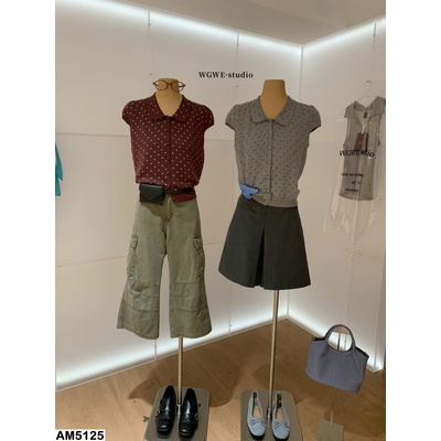 AM5125 ÁO LEN CHẤM BI CỔ SEN  W.G.W.E