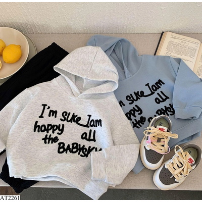 AT2261 ÁO NỈ HOODIE THÊU CHỮ CHO BÉ