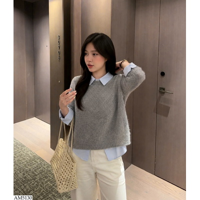 AM5130 ÁO LEN CỔ SƠ MI CHO NỮ