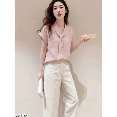 AM5168 ÁO SƠ MI DÁNG RỘNG CỔ BÈO NHÚN