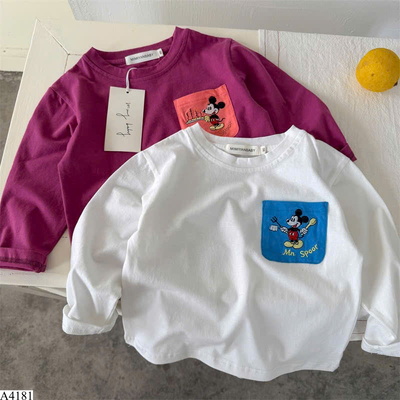 A4181 ÁO THUN BÉ TÚI THÊU MICKEY MMY