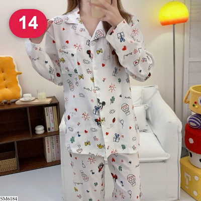 SM6184 BỘ PIJAMA DÀI TAY HỌA TIẾT