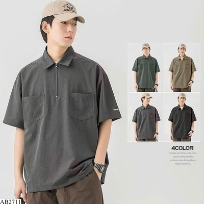 AB2711 ÁO POLO NAM FORM RỘNG PHỐI KHOÁ CỔ