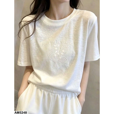 AM5248 ÁO PHÔNG BASIC THÊU HOA LÁ CHO NỮ